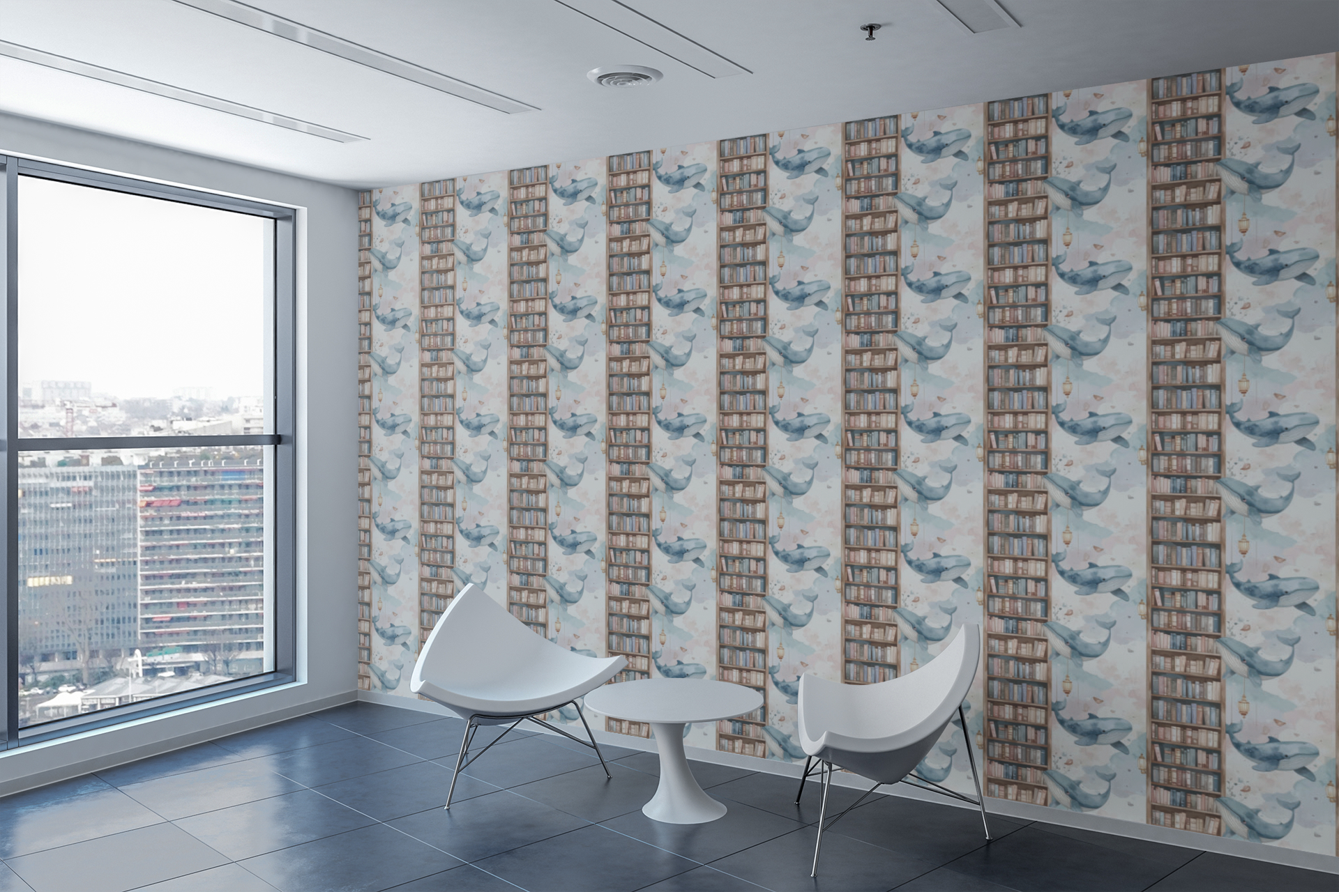 Whale Library Towers Wallpaper