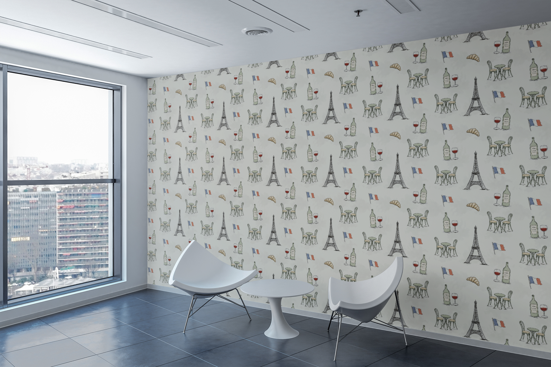 Vintage Paris Sketch Wallpaper