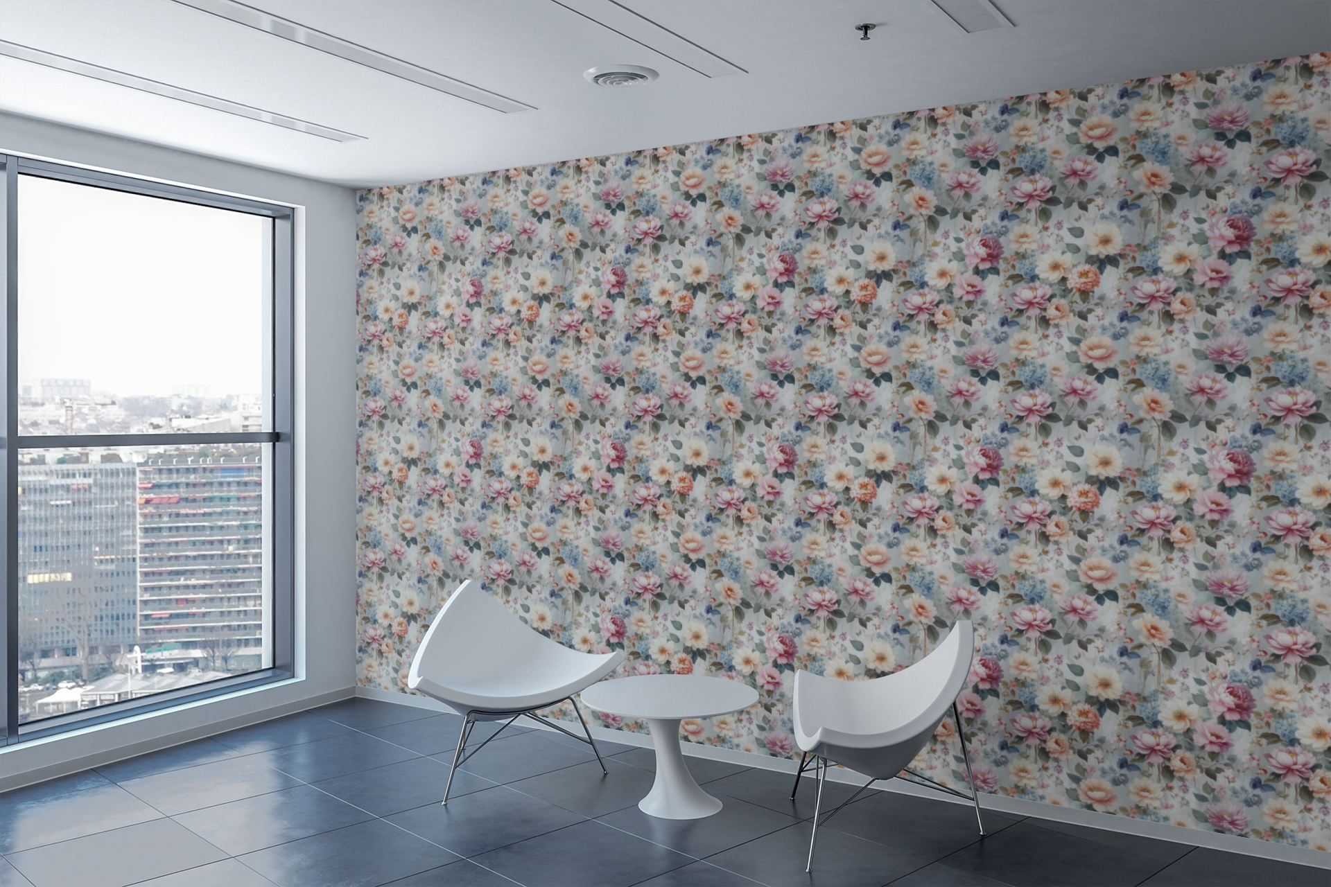 Elegant Floral Drift Streams_2' X 13' Wallpaper
