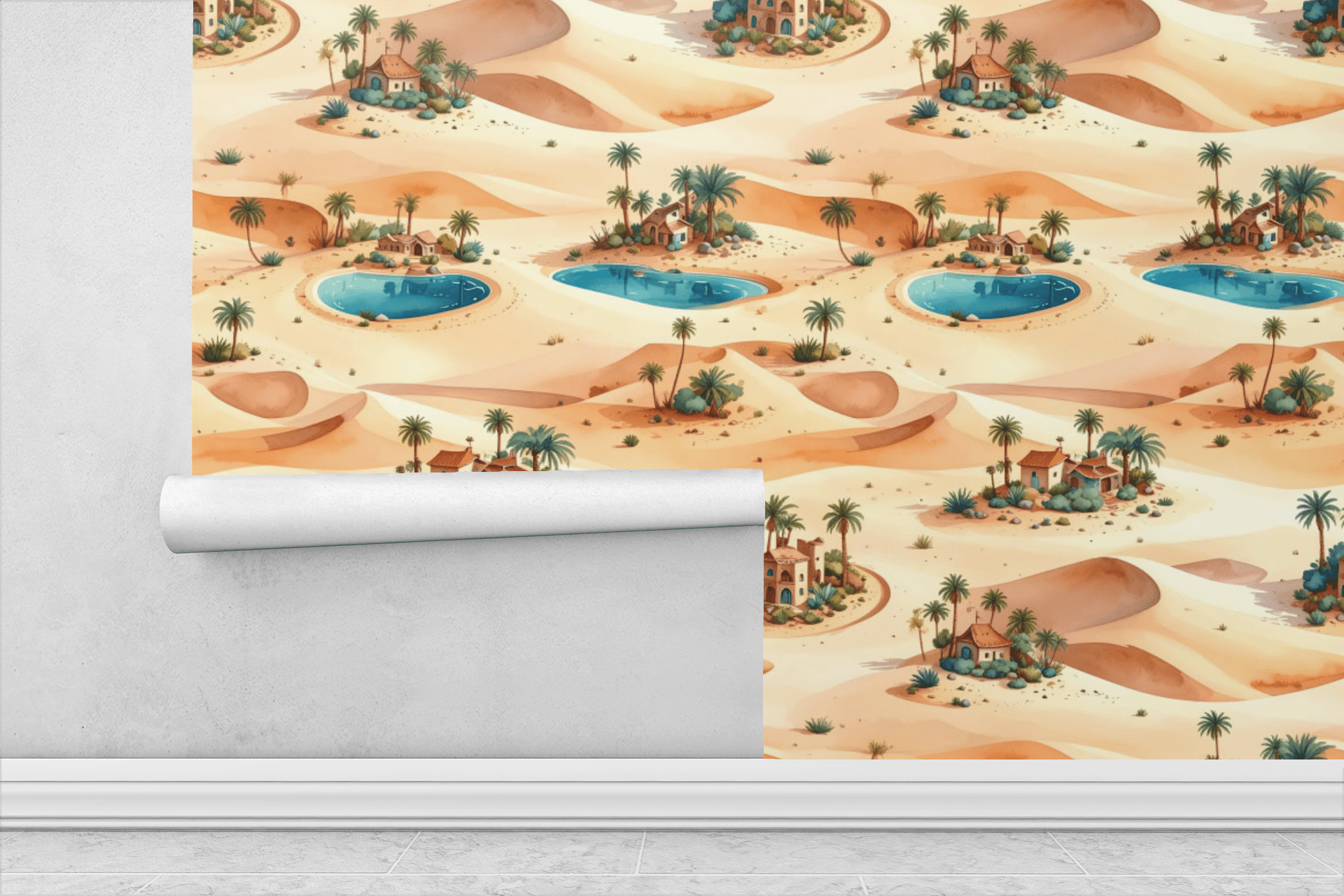 Desert Oasis Village Wallpaper Peel and Stick Wallpaper | Accent Haus