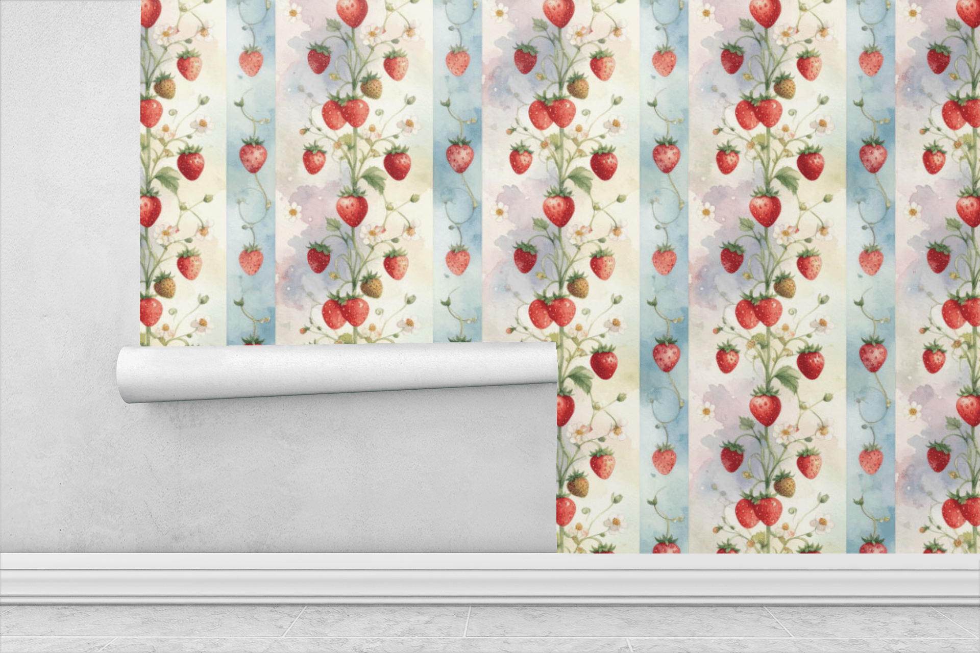 Strawberry Garden Delight Wallpaper Peel and Stick Wallpaper | Accent Haus