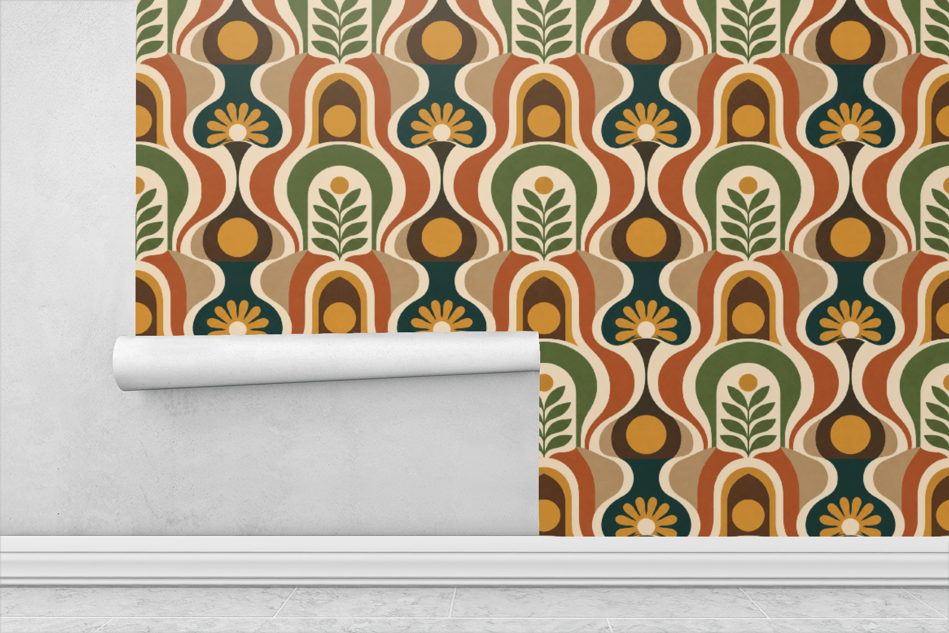 Retro 70s Curves Wallpaper Peel and Stick Wallpaper | Accent Haus