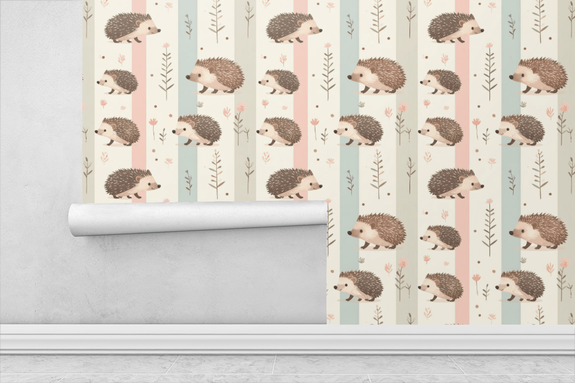 Hedgehog Flower Walk Wallpaper Peel and Stick Wallpaper | Accent Haus