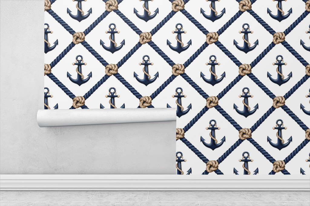 Nantucket Rope Lattice Wallpaper
