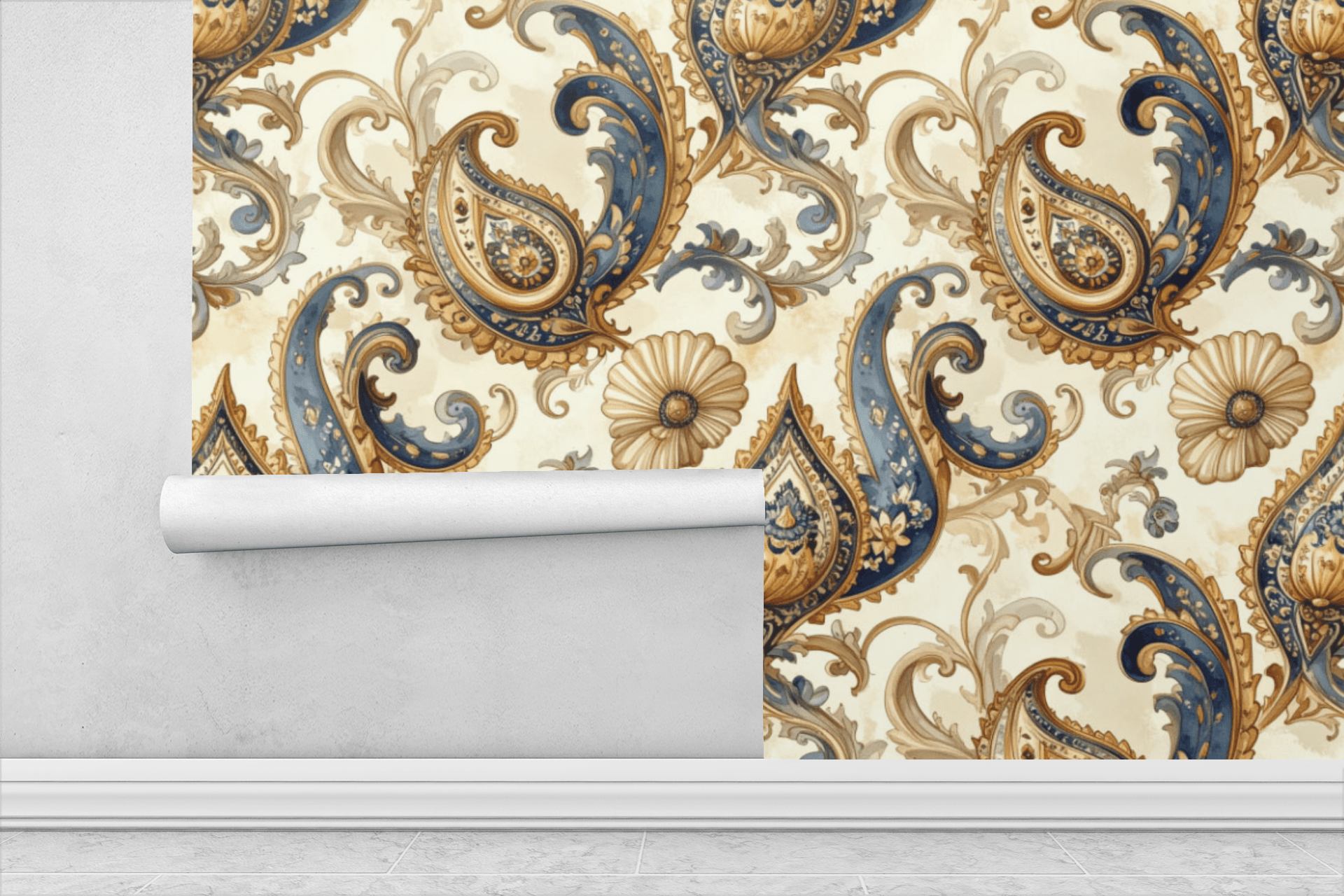 Paisley Arabesque Symphony Wallpaper Peel and Stick Wallpaper | Accent Haus