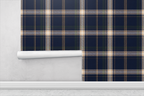 Library Plaid Navy Wallpaper