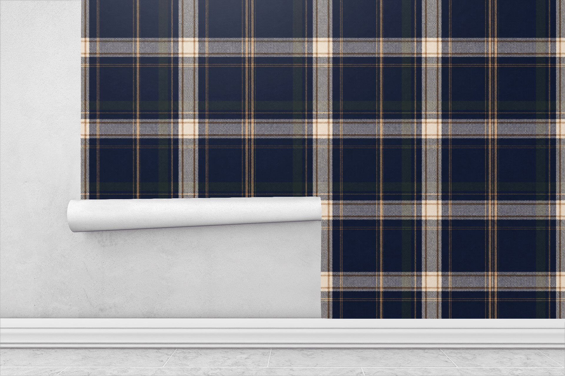 Library Plaid Navy Wallpaper Peel and Stick Wallpaper | Accent Haus