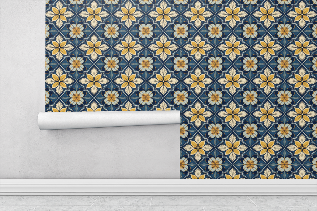 Azure Artisan Tile Wallpaper