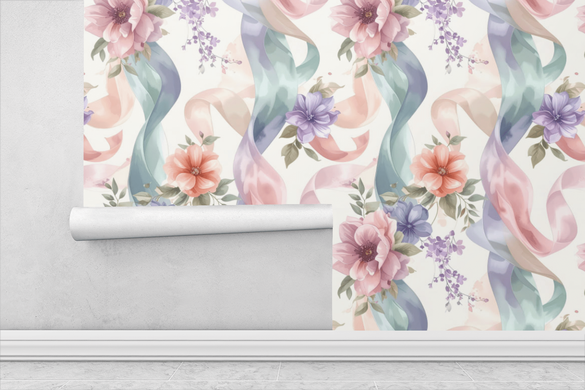 Floating Ribbon Garden Wallpaper Peel and Stick Wallpaper | Accent Haus