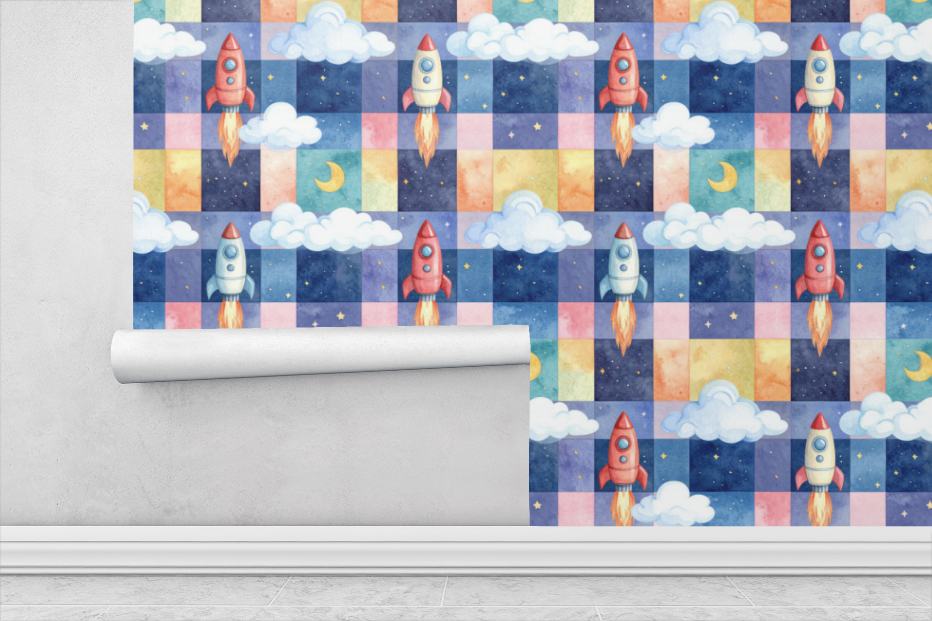 Rocket Launch Plaid Wallpaper