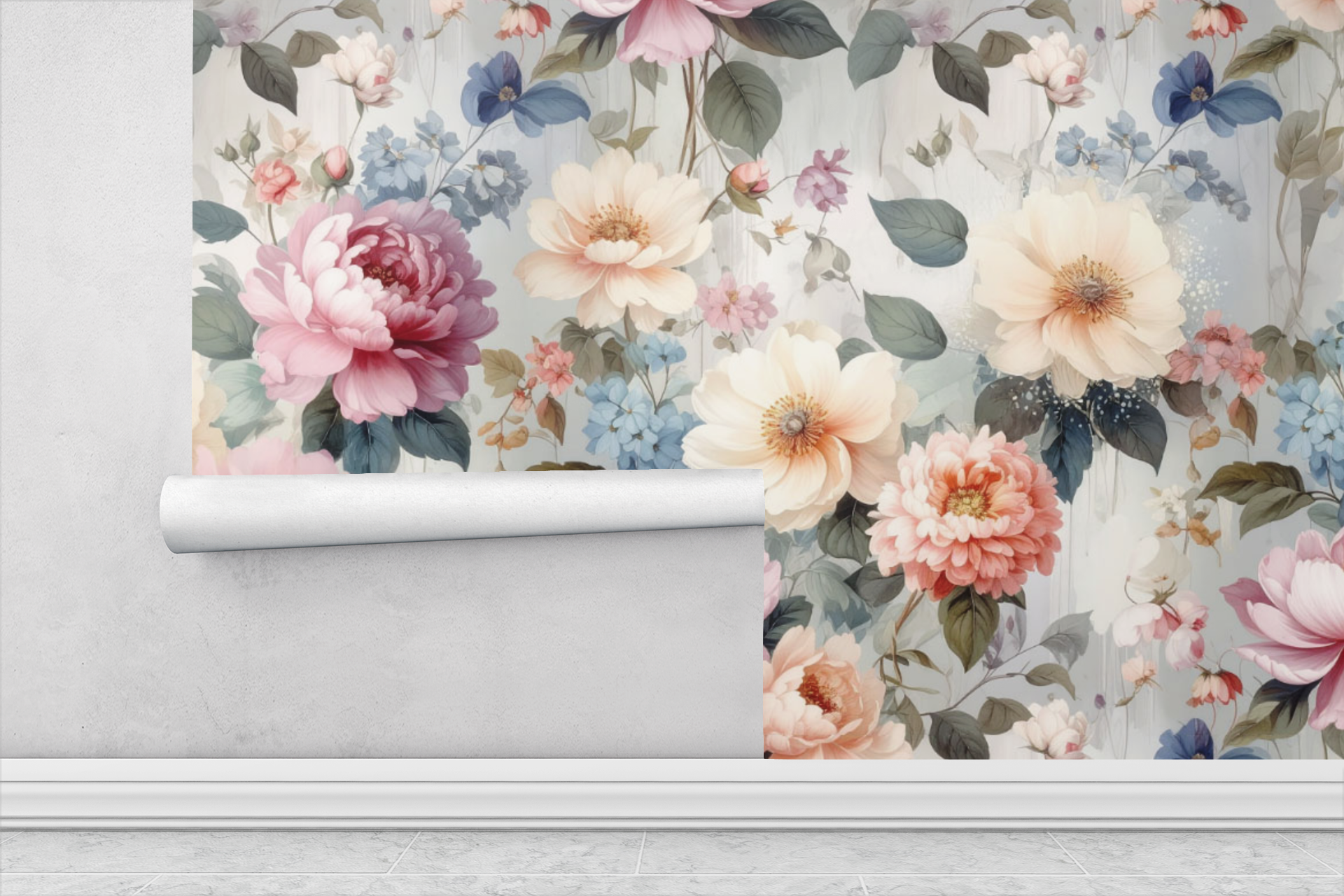 Elegant Floral Drift Streams_2' X 13' Wallpaper