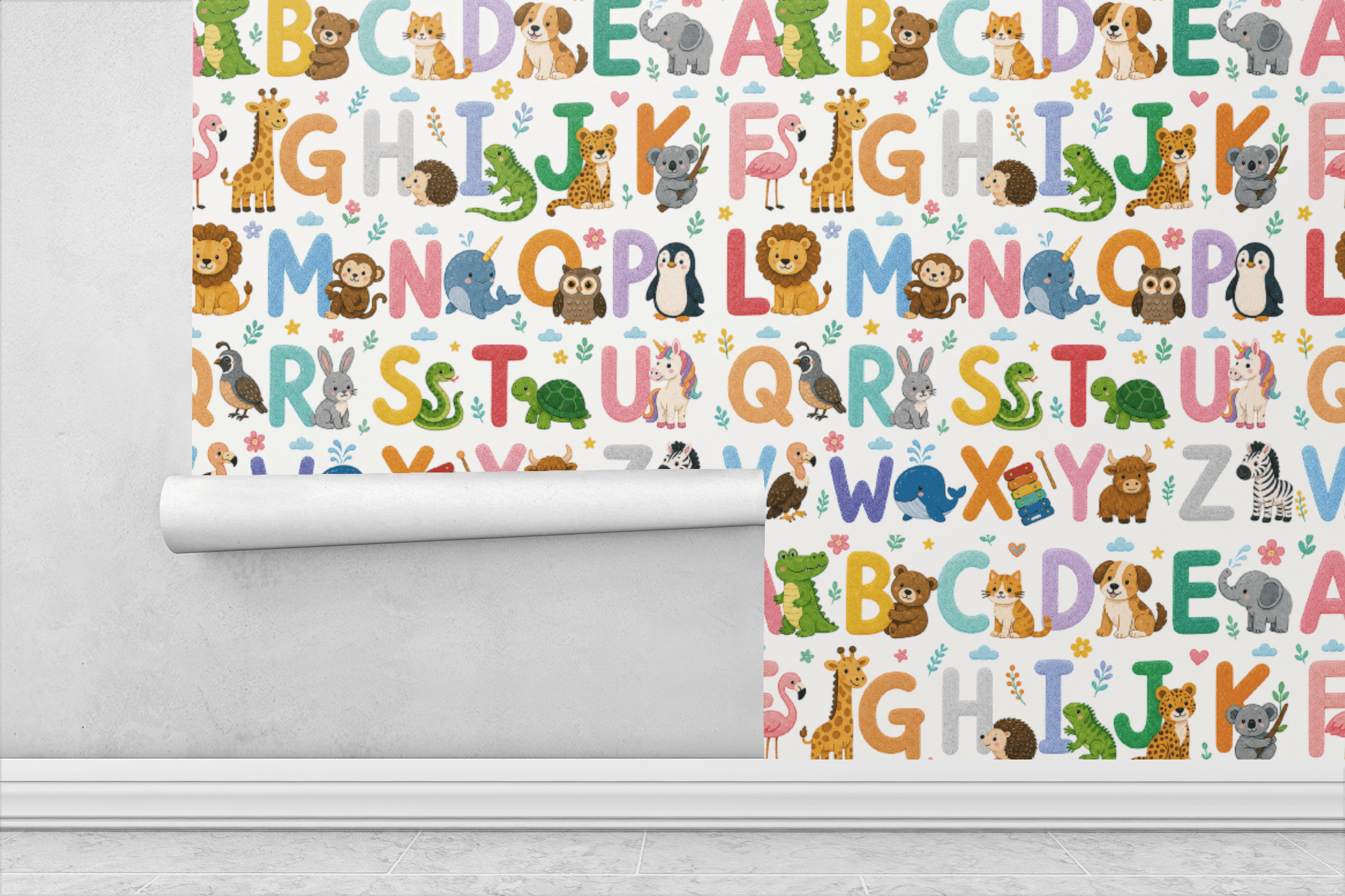 Kids Animal Alphabet Wallpaper Peel and Stick Wallpaper | Accent Haus