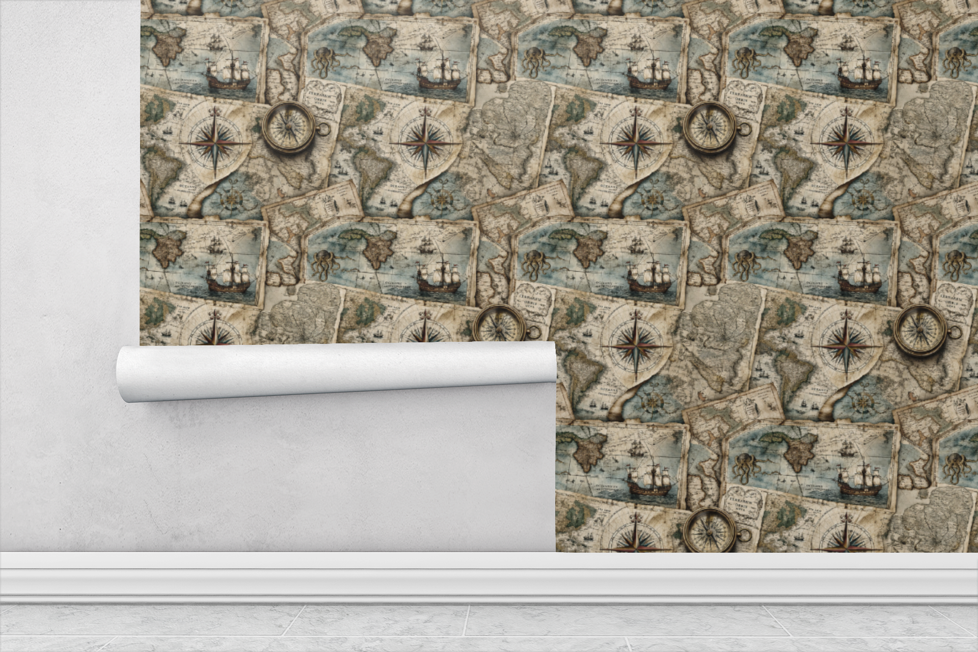 Vintage Map Collage Wallpaper