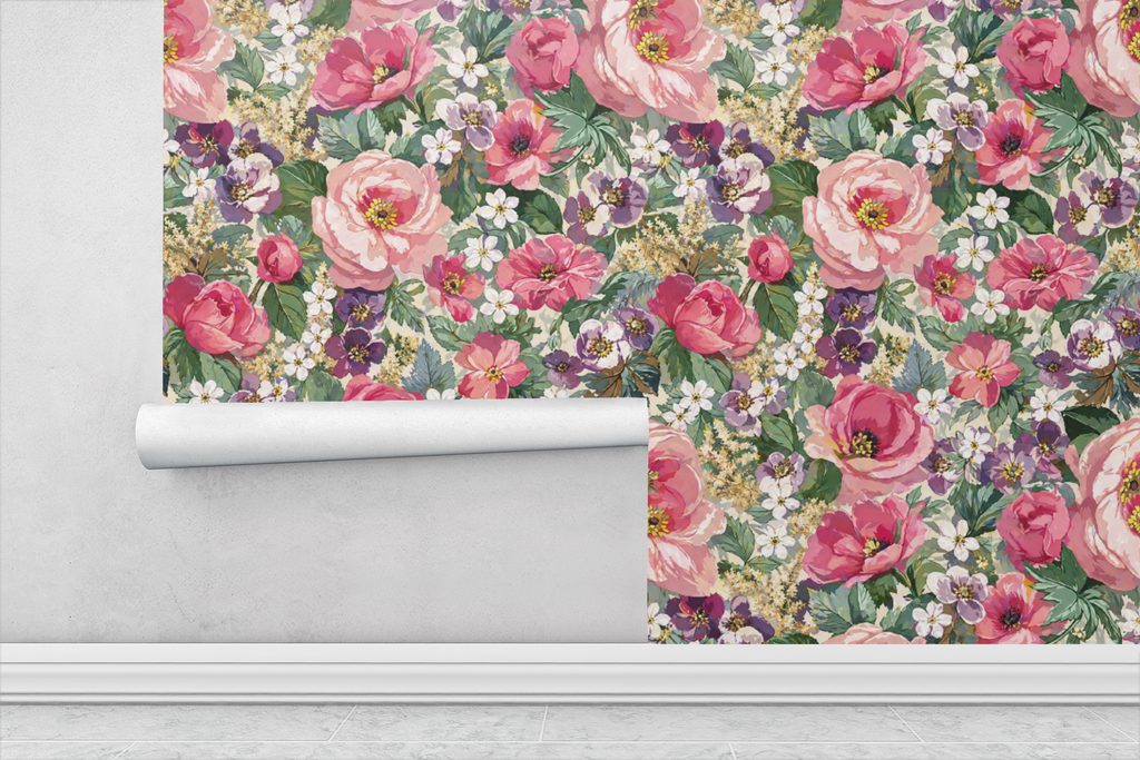 English Garden Floral Wallpaper