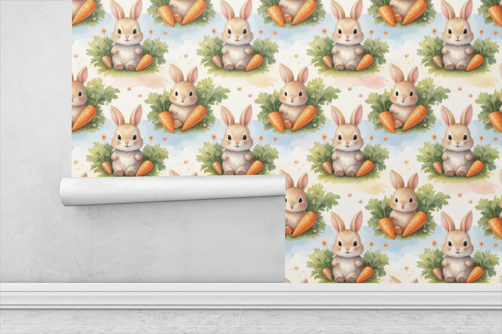Bunny & Carrot Parade Wallpaper Peel and Stick Wallpaper | Accent Haus