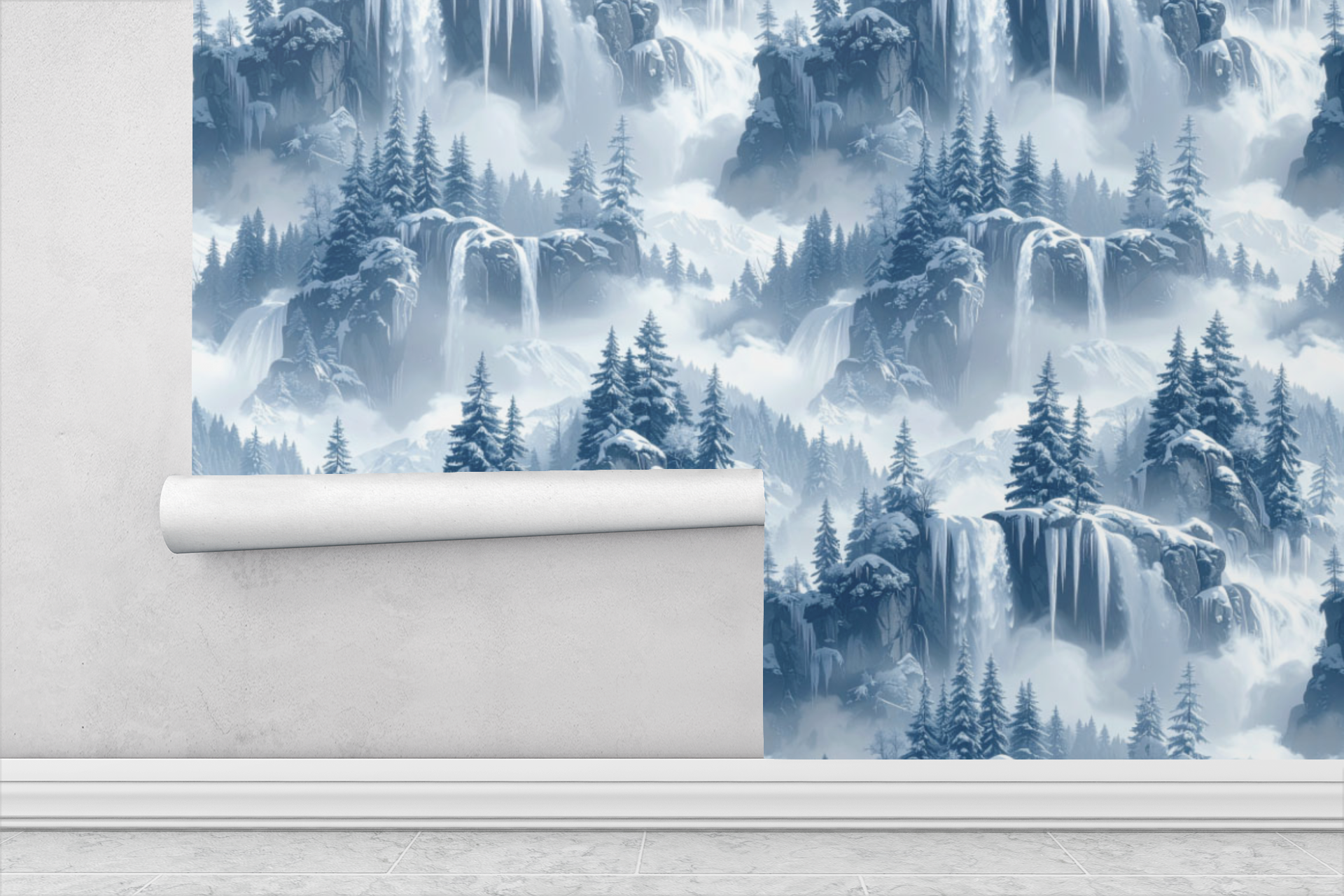 Frosted Pine Waterways Wallpaper