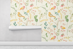 Scandinavian Floral Aviary Wallpaper
