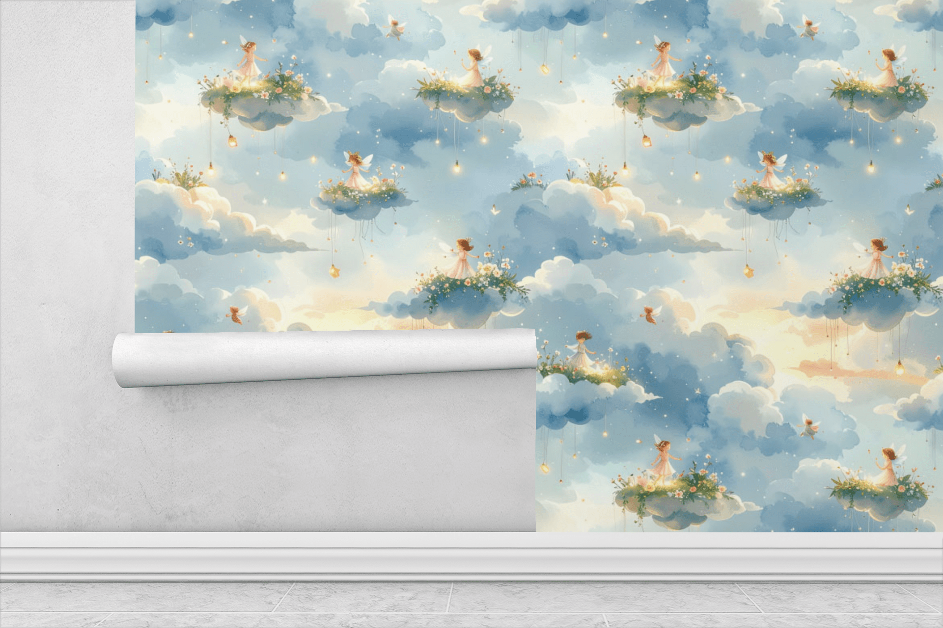 Cloud Perch Fairies Wallpaper Peel and Stick Wallpaper | Accent Haus