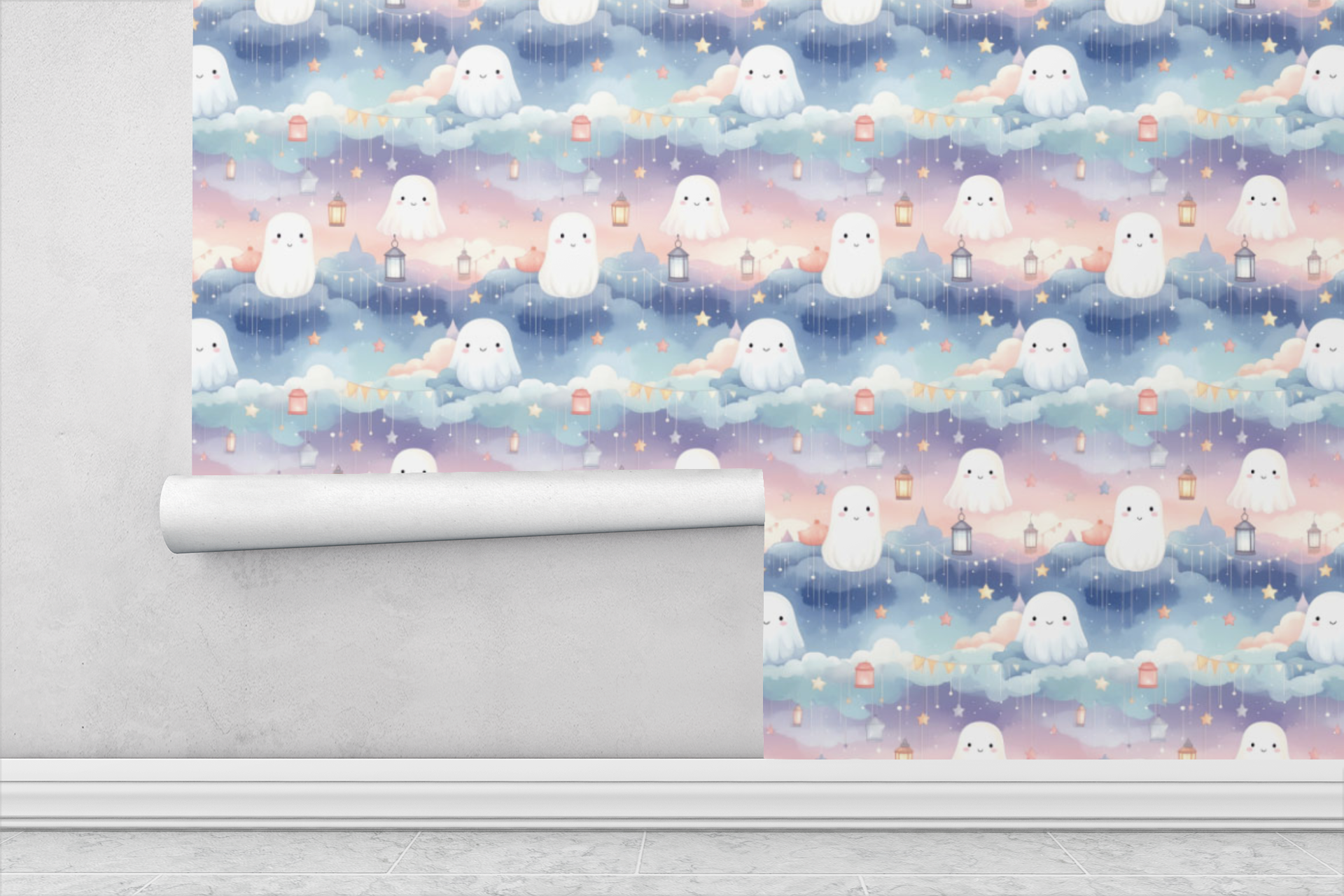 Friendly Ghost Pajama Party Wallpaper