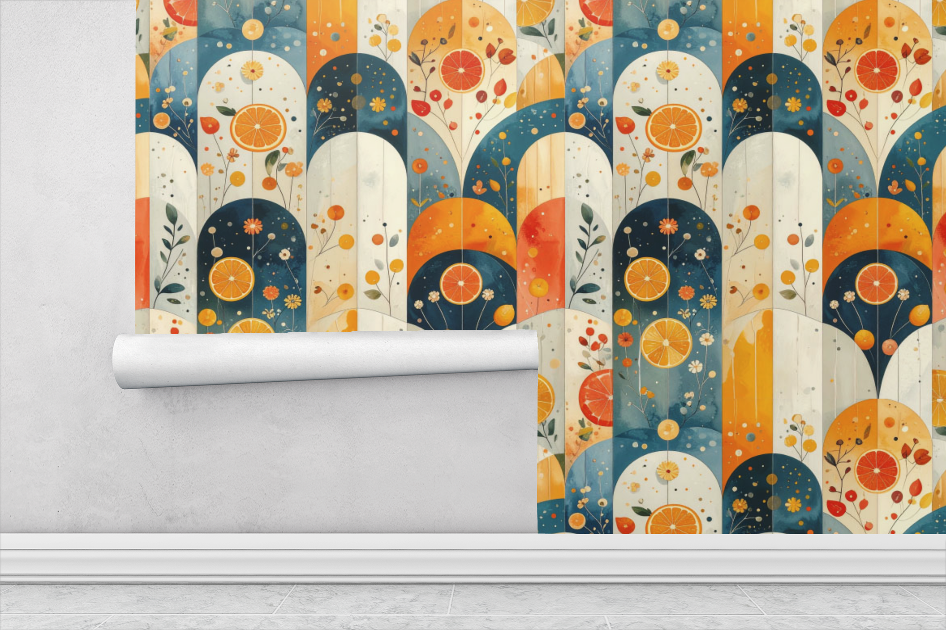 Citrus Slices Arches Wallpaper