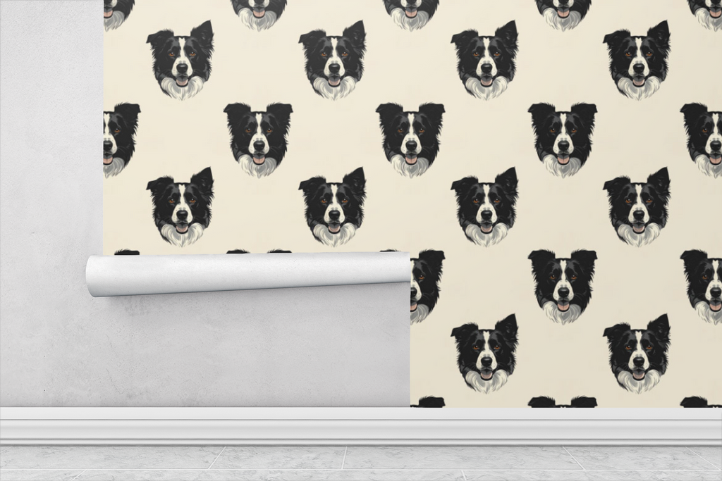 Border Collie - Monochrome Motion Field Wallpaper