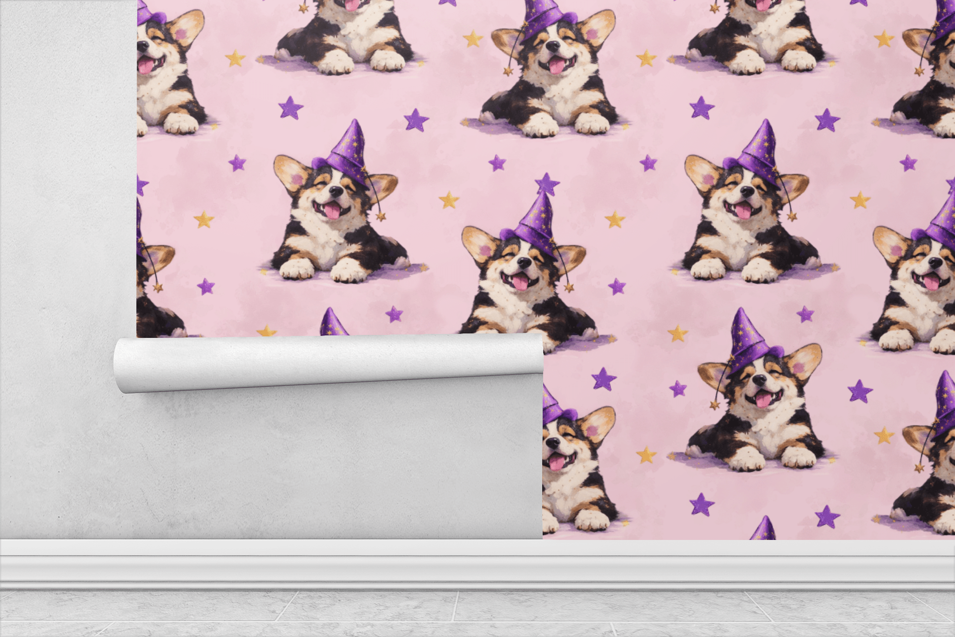 Enchanted Corgi Constellations Wallpaper Peel and Stick Wallpaper | Accent Haus