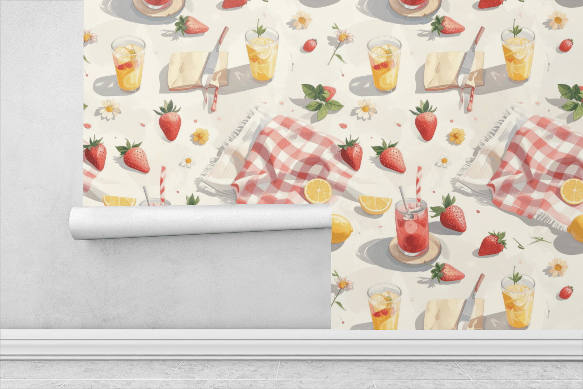Pastel Picnic Scatter Wallpaper Peel and Stick Wallpaper | Accent Haus