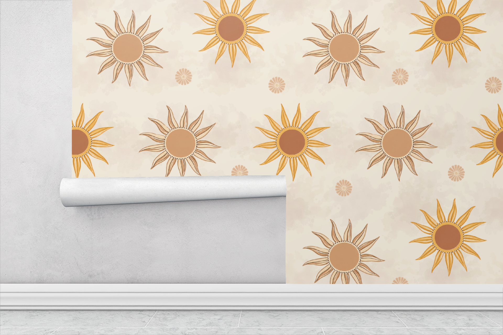 Boho Sunburst Pattern Wallpaper