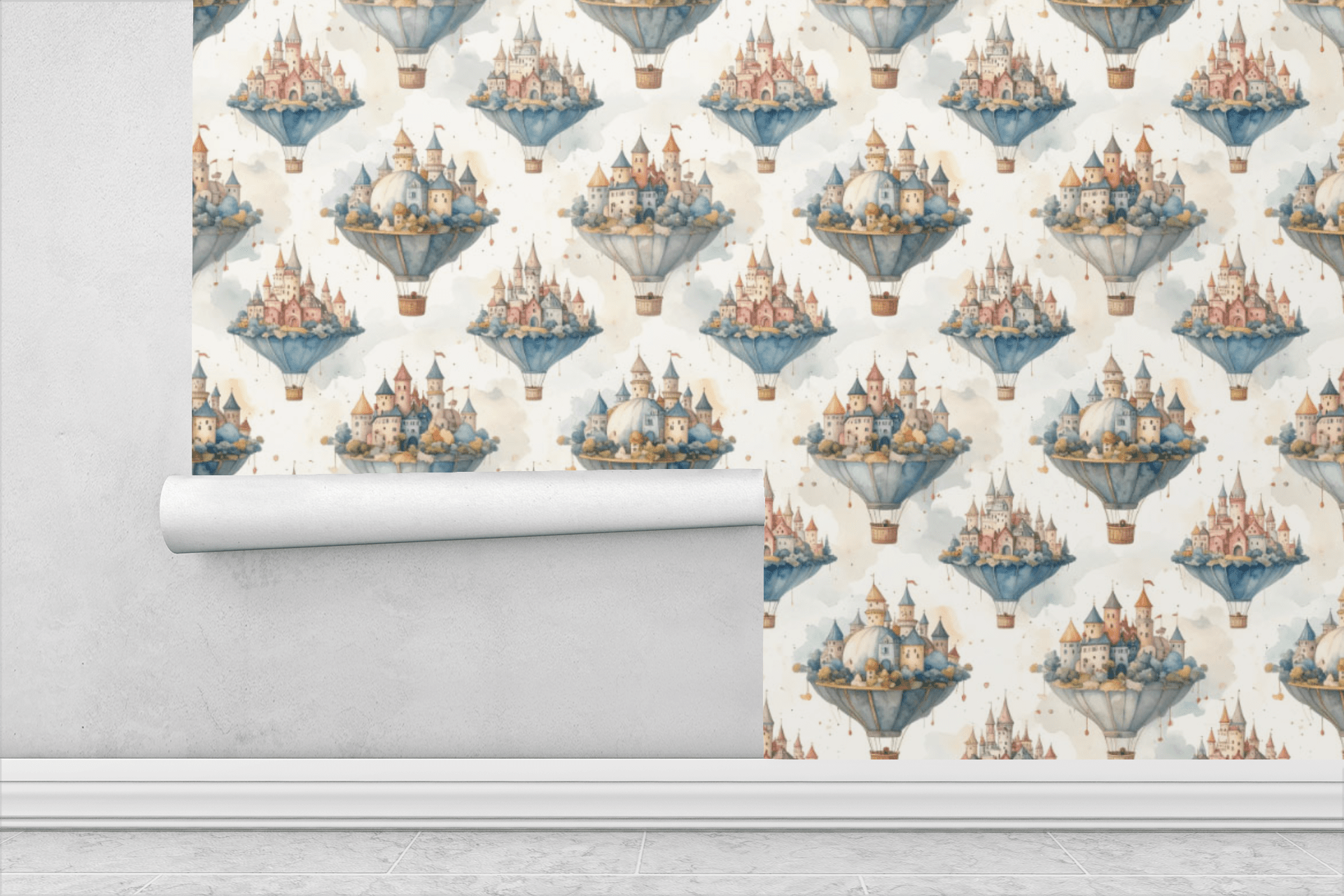 Floating Balloon Cities Wallpaper Peel and Stick Wallpaper | Accent Haus