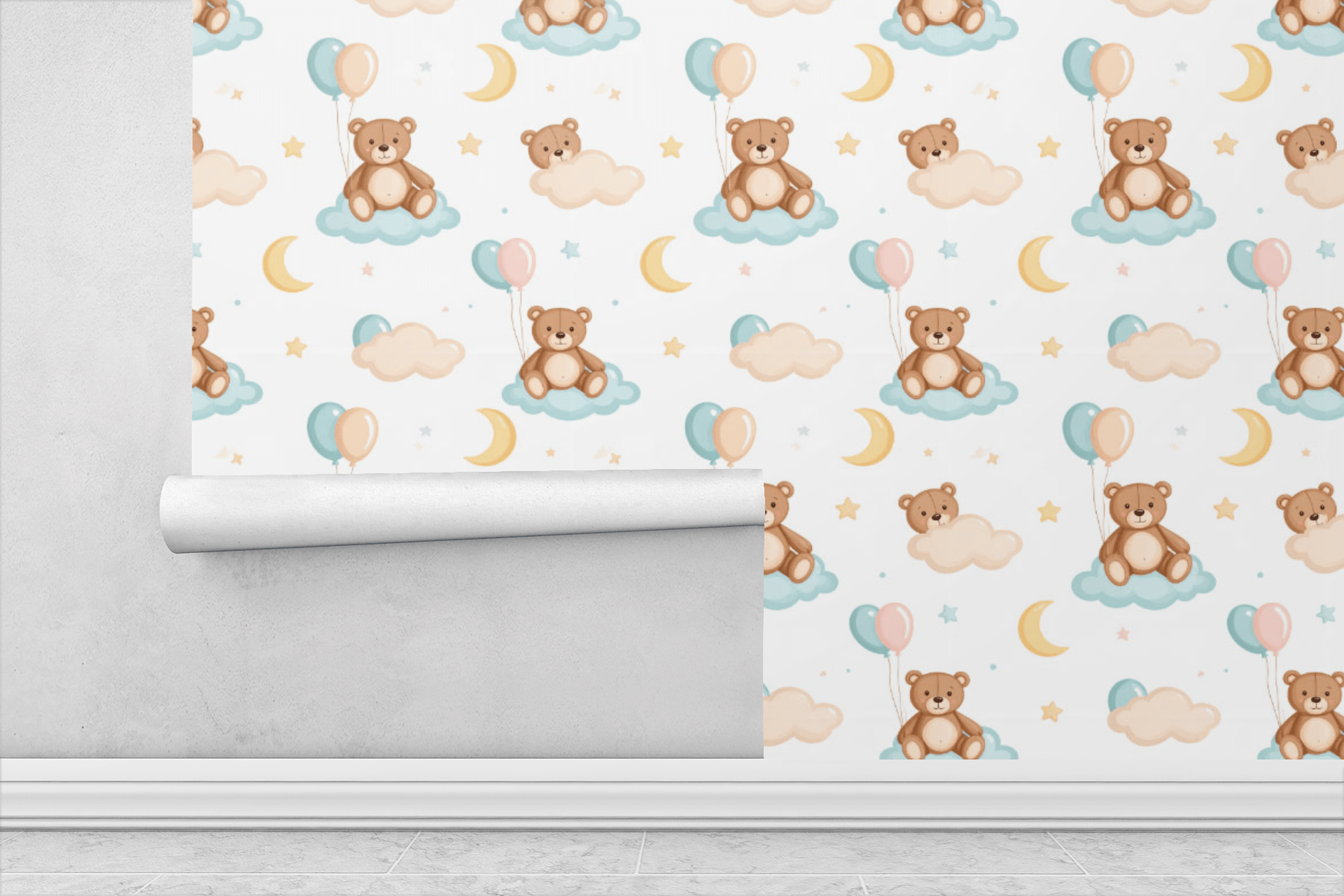 Teddy Bear Sky Drift Wallpaper Peel and Stick Wallpaper | Accent Haus