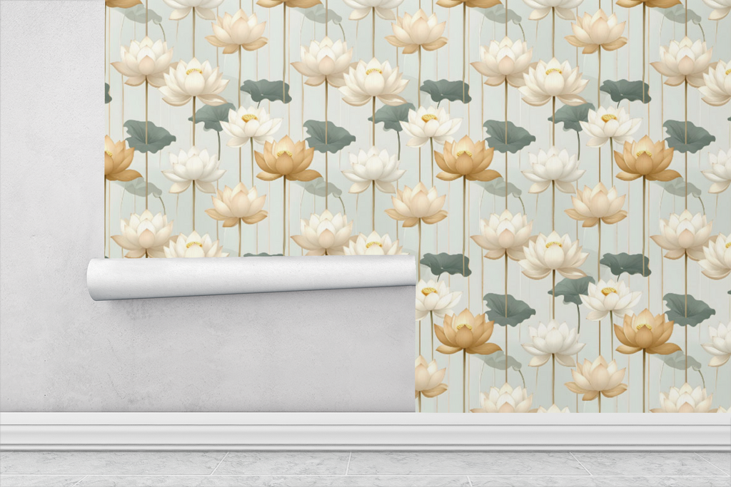 Gilded Stem Lotus Wallpaper