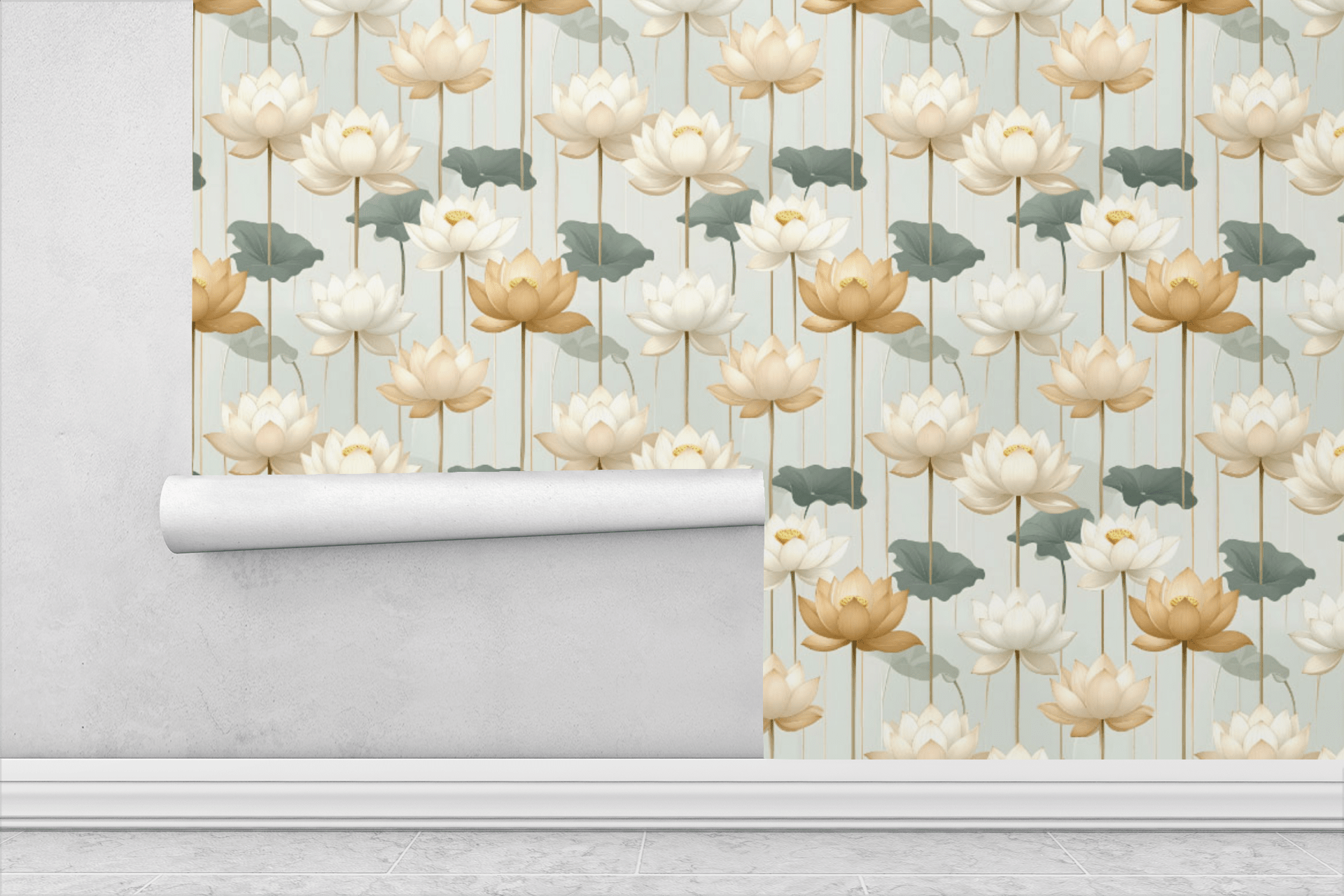 Gilded Stem Lotus Wallpaper Peel and Stick Wallpaper | Accent Haus