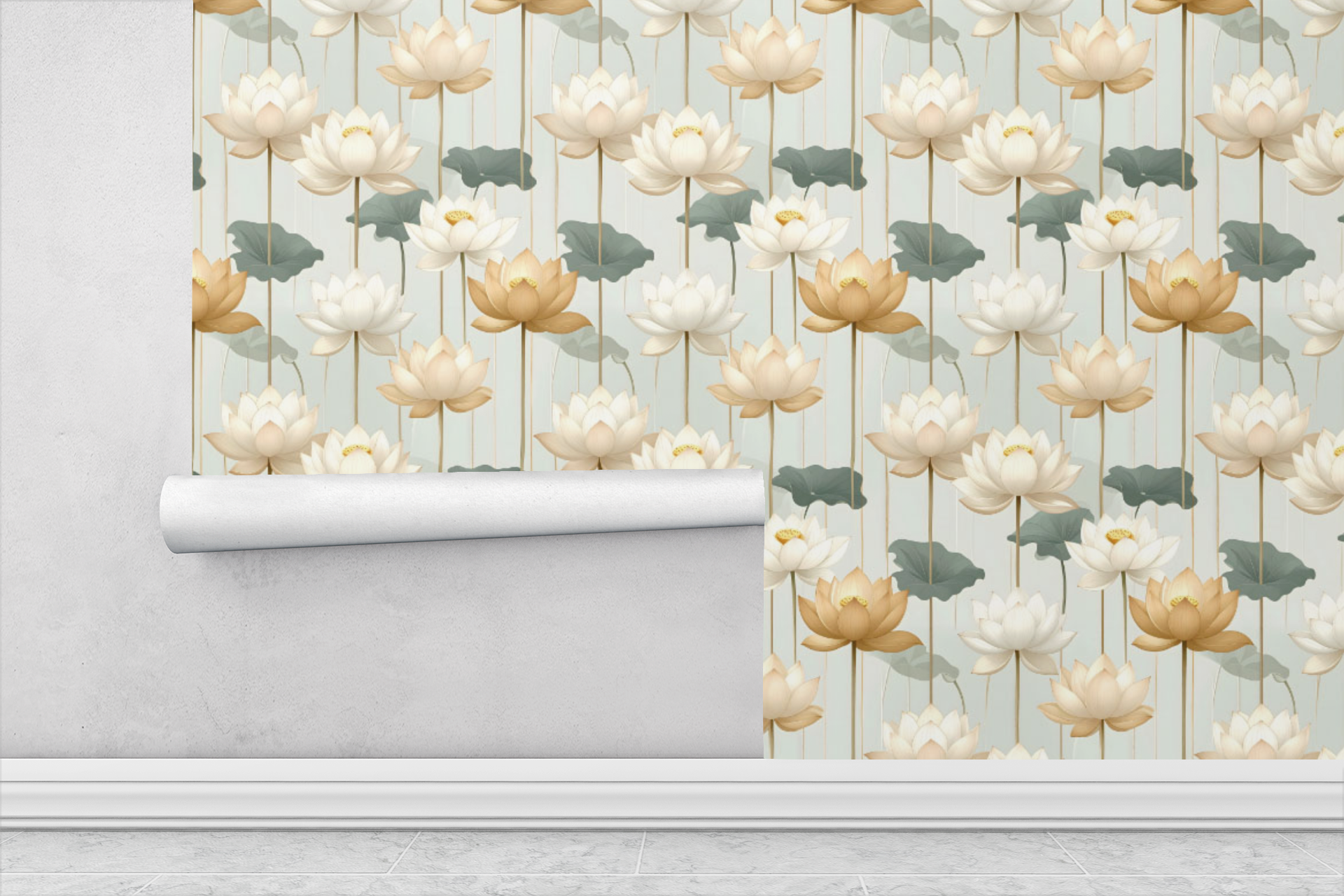 Gilded Stem Lotus Wallpaper