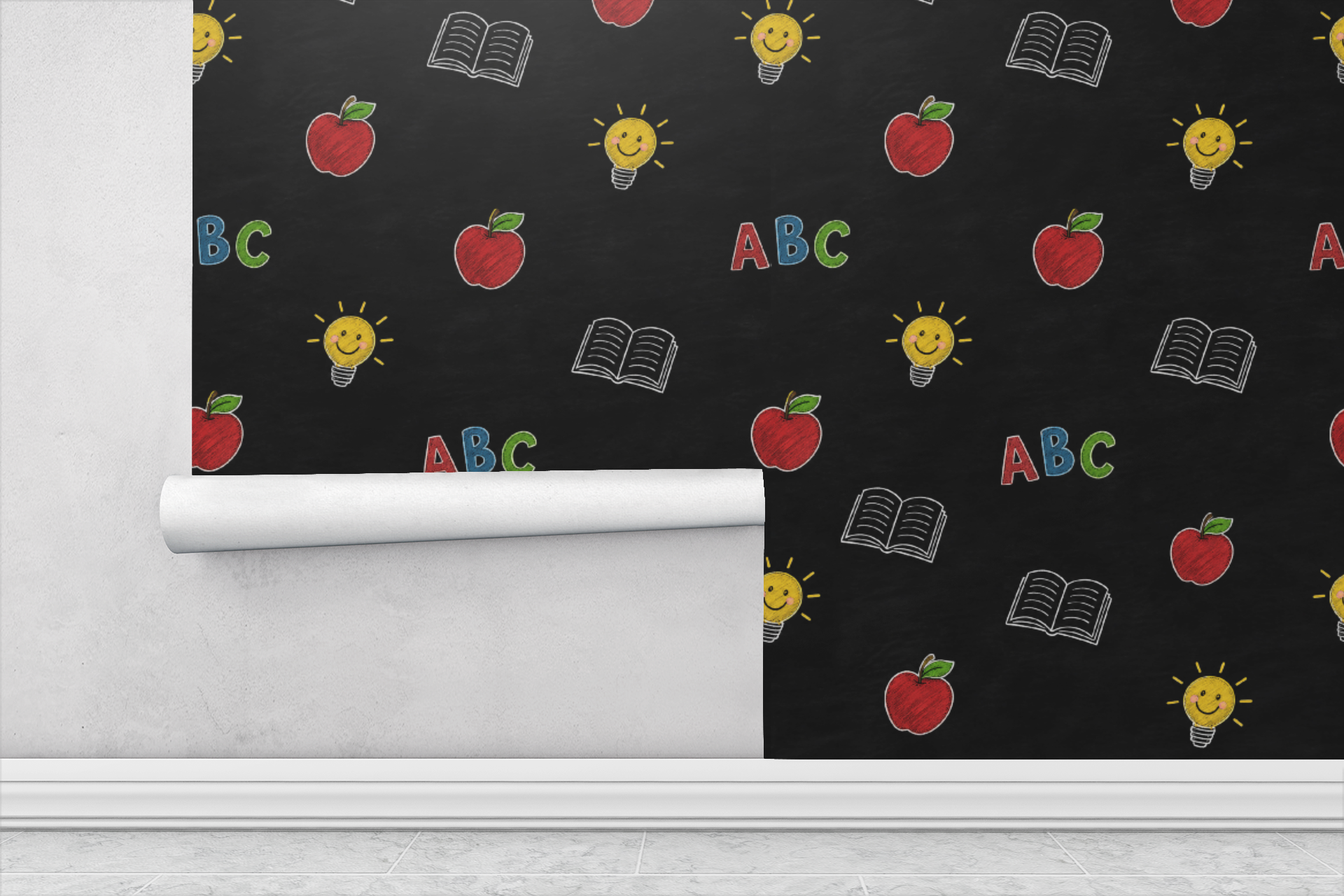 Playroom Chalkboard Style Wallpaper