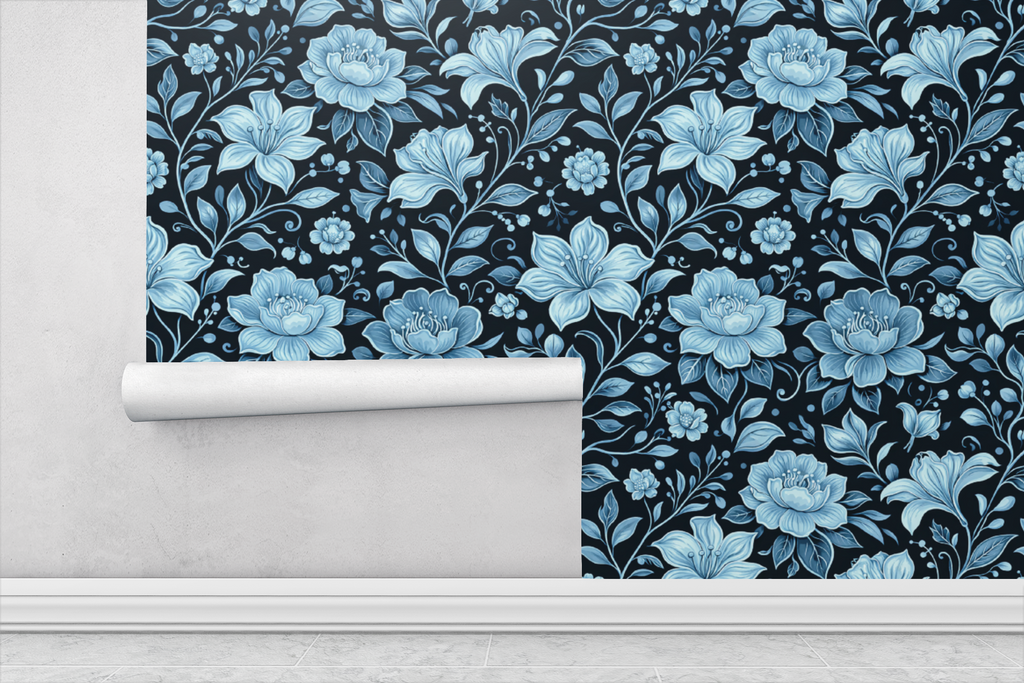 Luminous Blue Garden Wallpaper