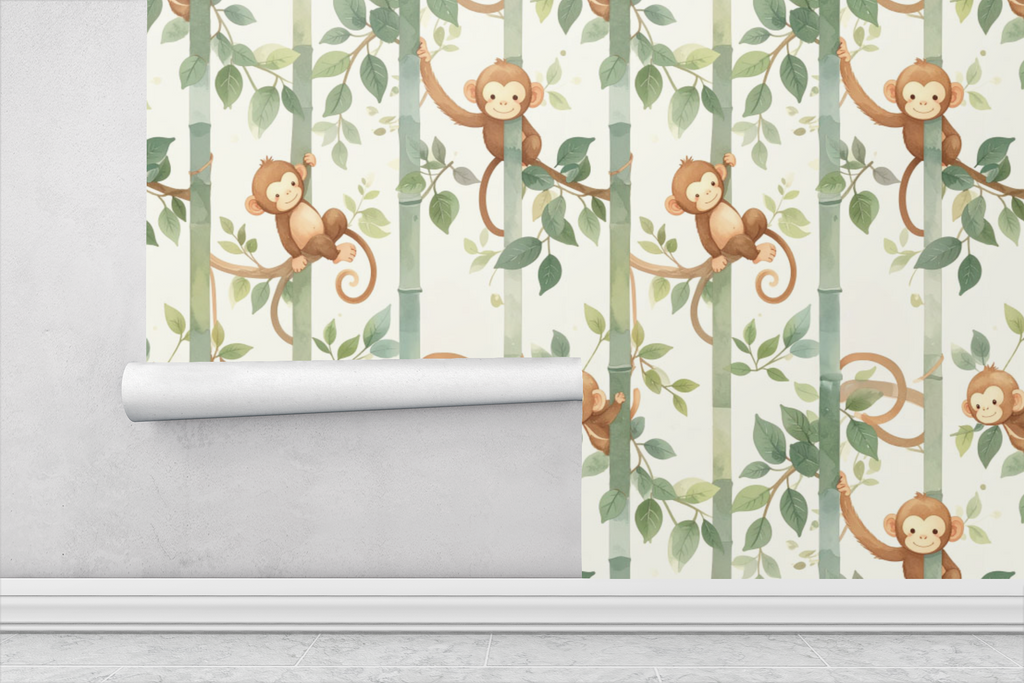 Jungle Monkey Playroom Wallpaper