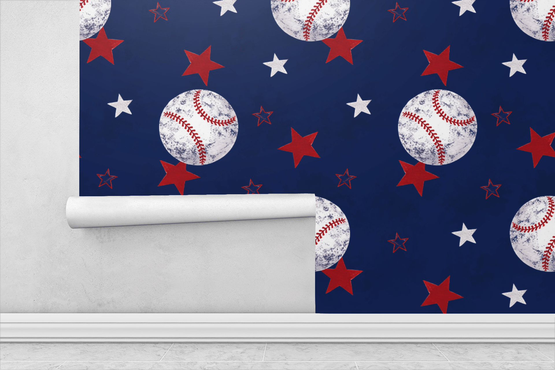 Stars & Sluggers Wallpaper Peel and Stick Wallpaper | Accent Haus