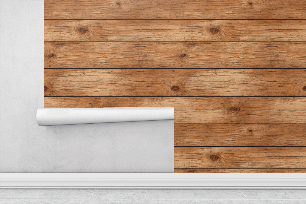 Rustic Wood Panel Illusion Wallpaper