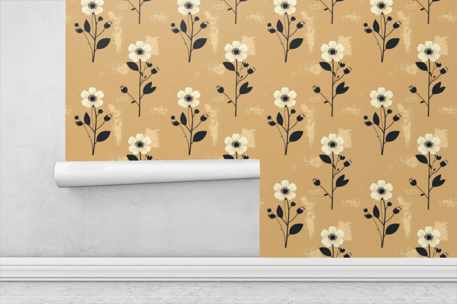 Gilded Meadow Sketch Wallpaper