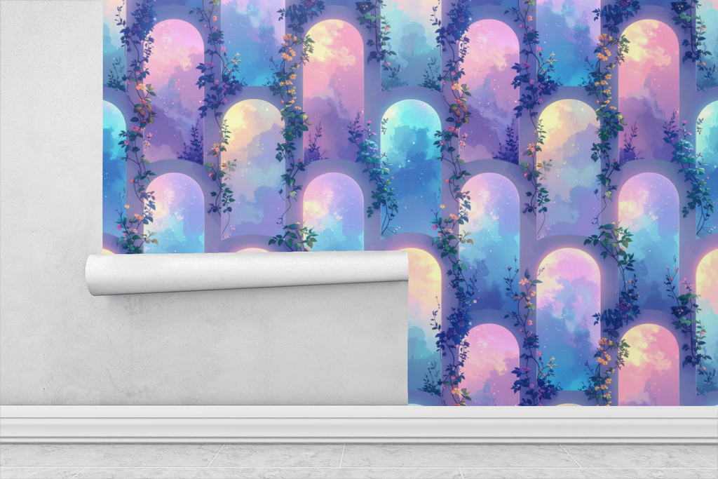 Aurora Vine Geometry Wallpaper