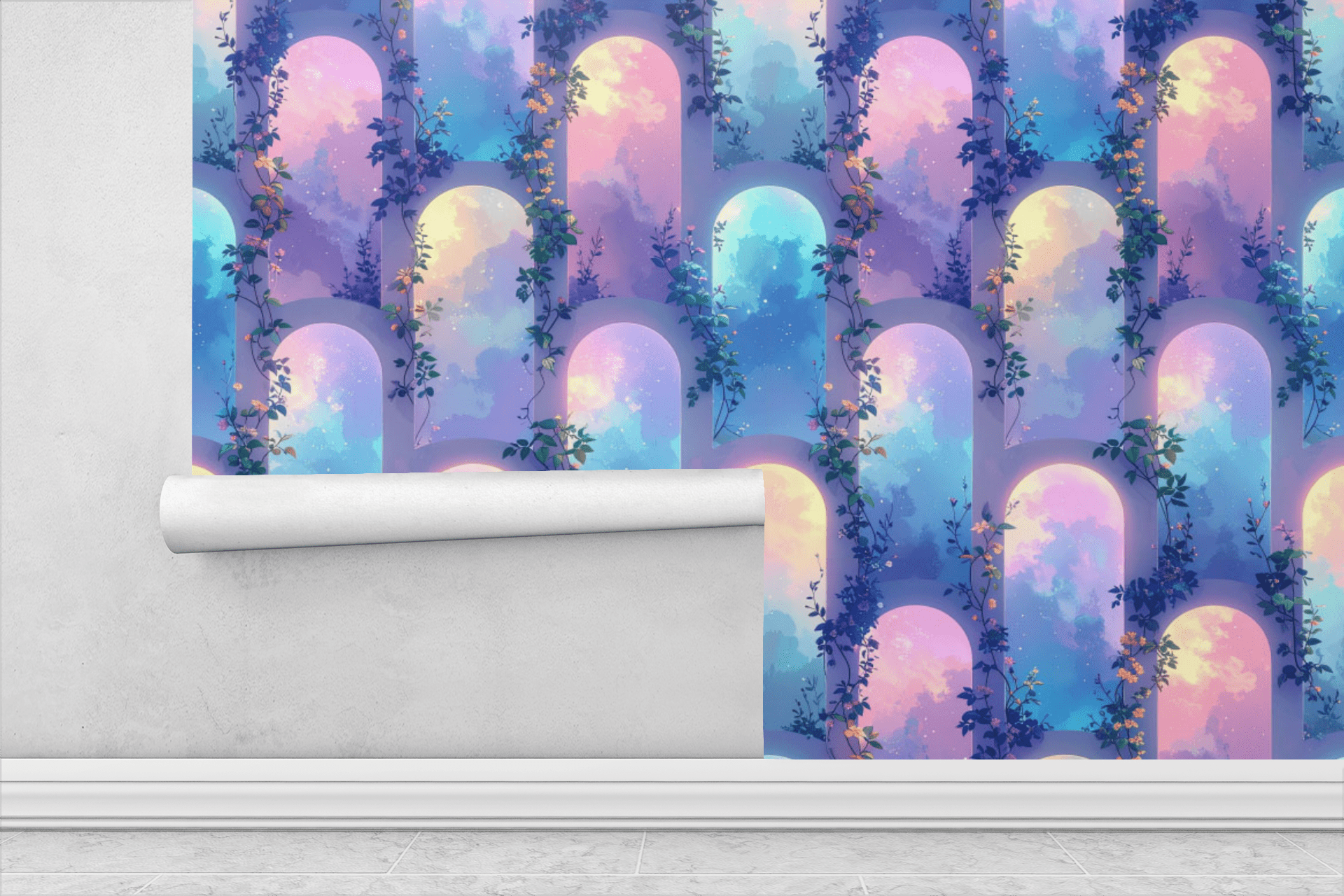 Aurora Vine Geometry Wallpaper Peel and Stick Wallpaper | Accent Haus