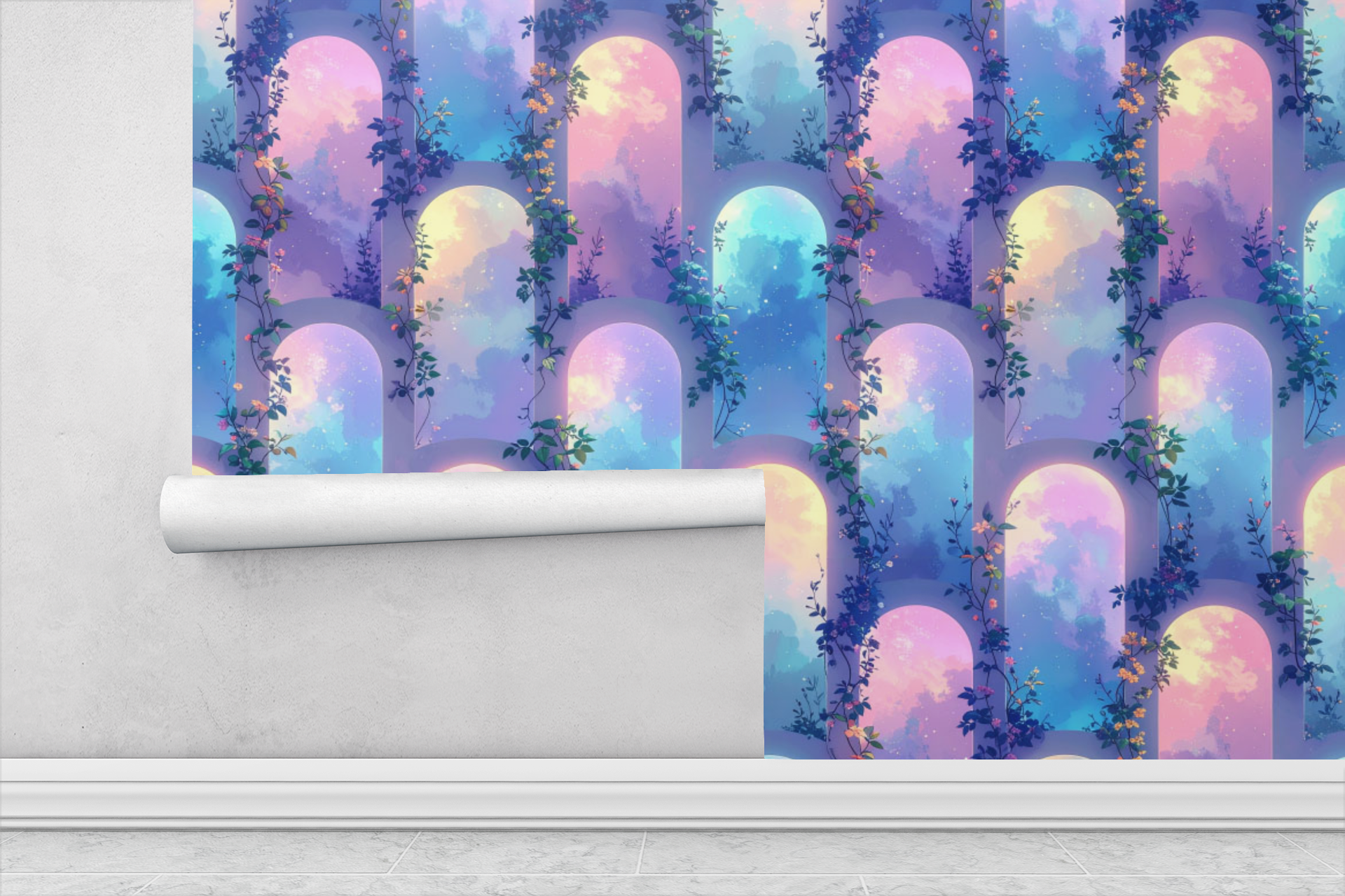 Aurora Vine Geometry Wallpaper