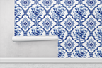 Blue Willow Trellis Wallpaper