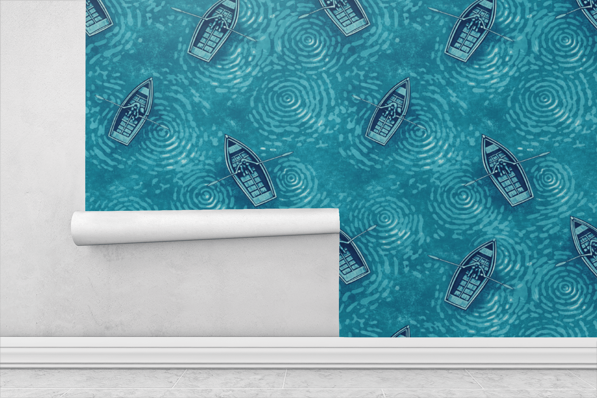 Oars on Blue Wallpaper Peel and Stick Wallpaper | Accent Haus