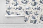 Coastal Oyster Toile Wallpaper