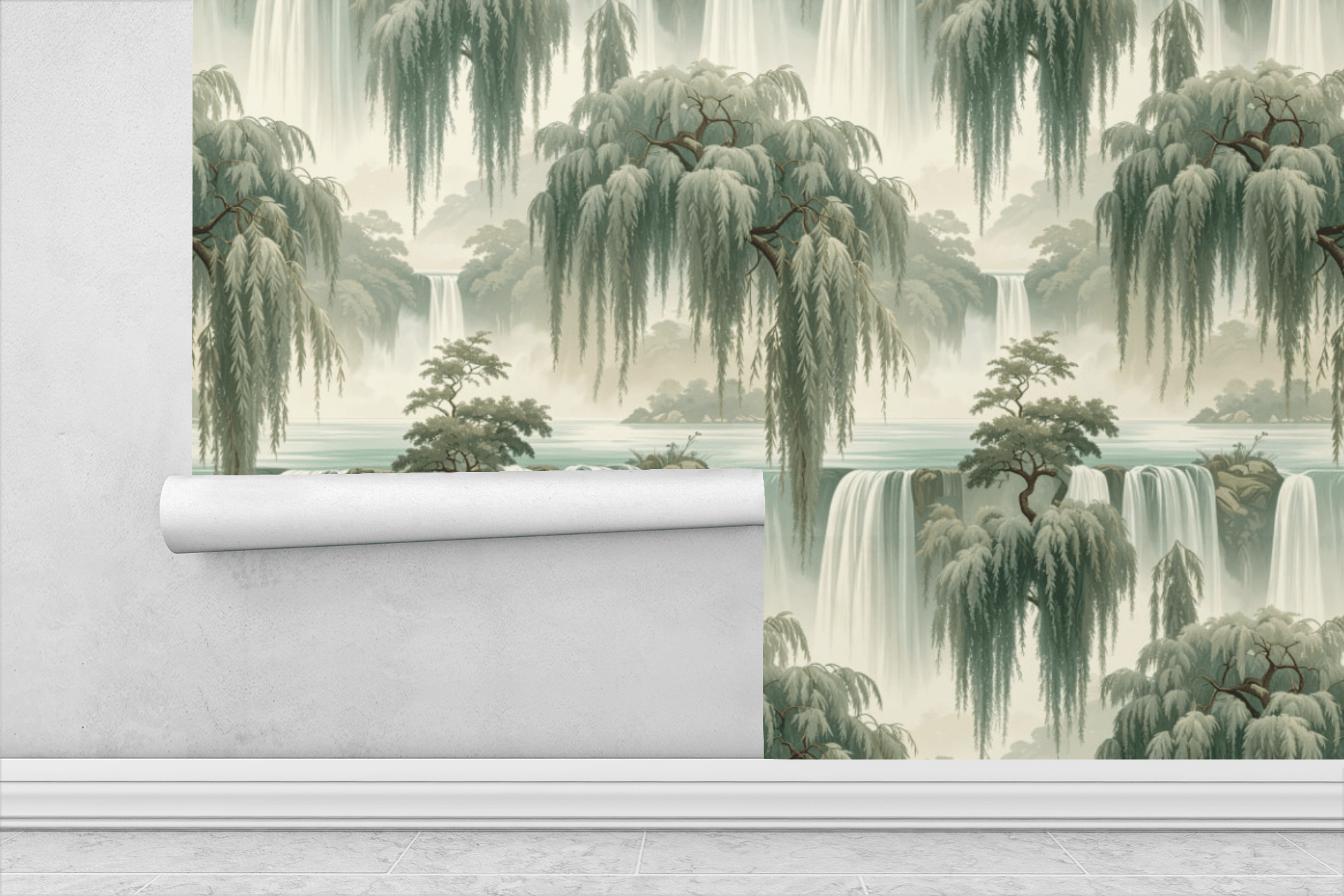Willow Curtain Waterfall Wallpaper Peel and Stick Wallpaper | Accent Haus