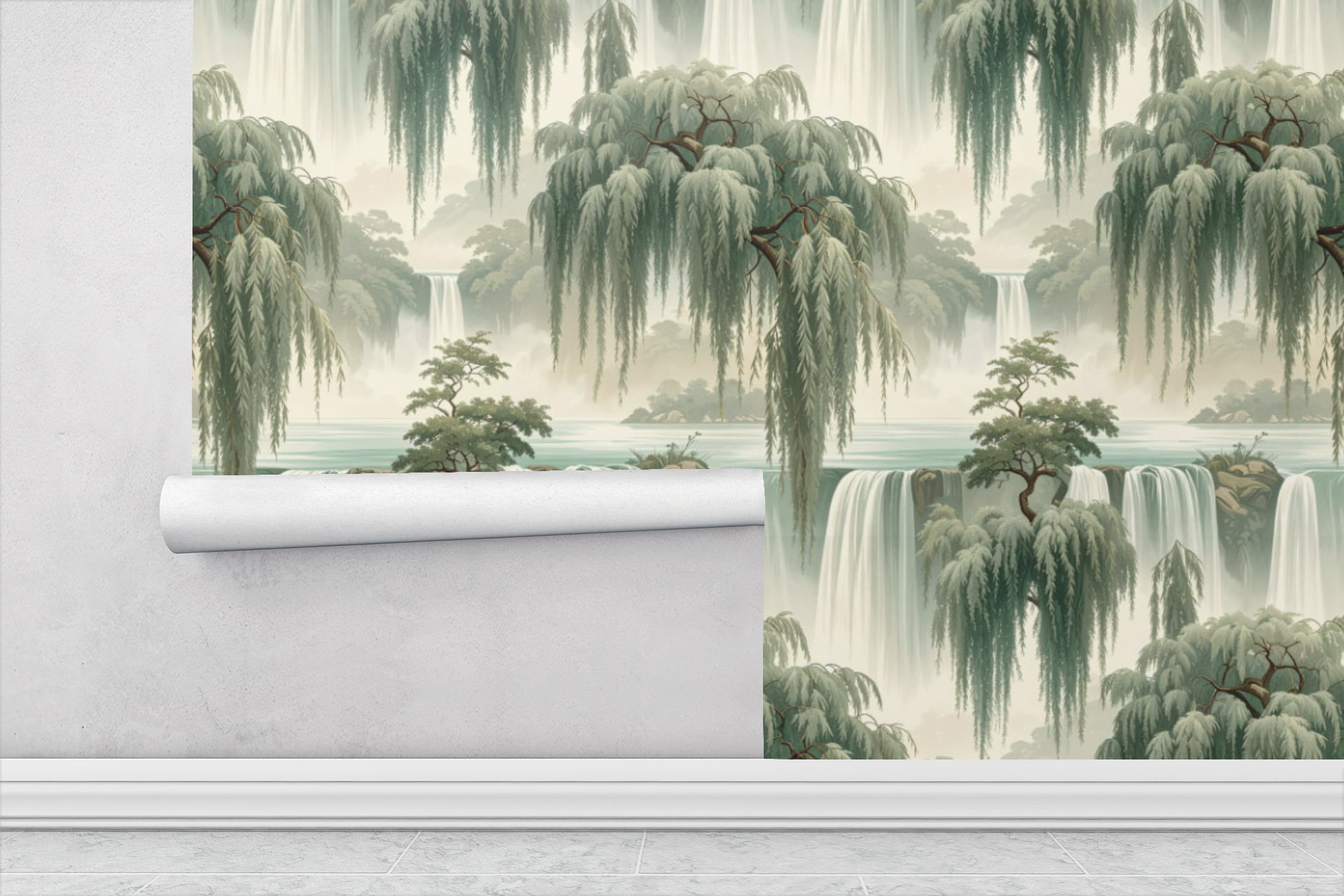 Willow Curtain Waterfall Wallpaper