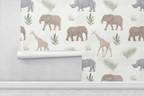 Muted Safari Animals Wallpaper