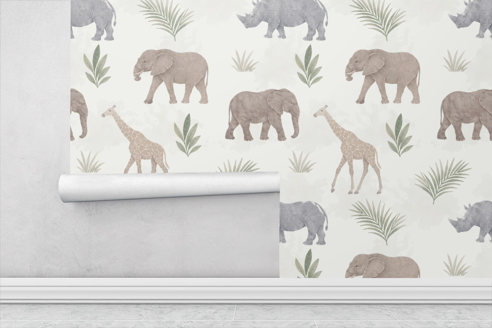 Muted Safari Animals Wallpaper