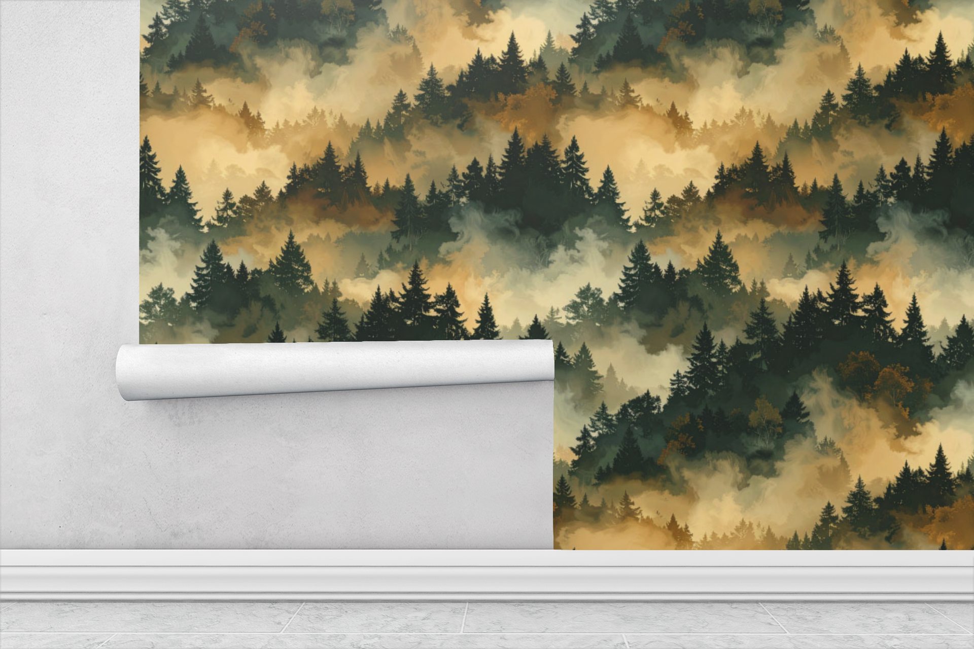 Amber Mist Wilderness Wallpaper
